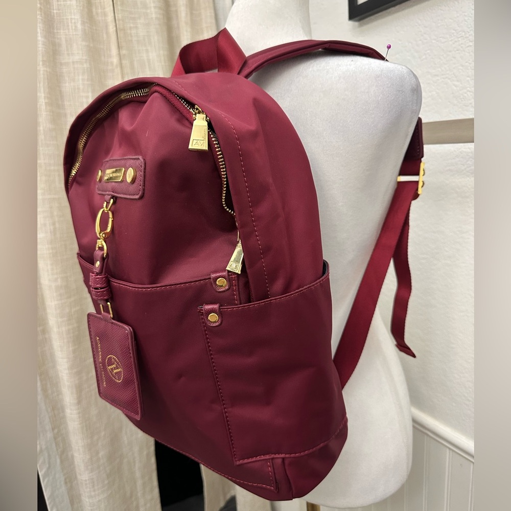 Adrienne Vittadini “Travel Light” Collection Burgundy Nylon 15” Backpack  NWOT